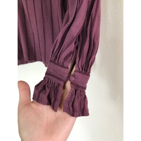 PAIGE wine burgundy purple tonal Russo ruffle long sleeve blouse top - Picture 8 of 8